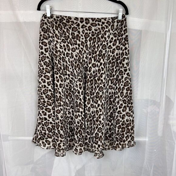 vintage 90s Larry Levine cheetah print chiffon midi skirt sz 10 rockstar indie - Picture 1 of 10